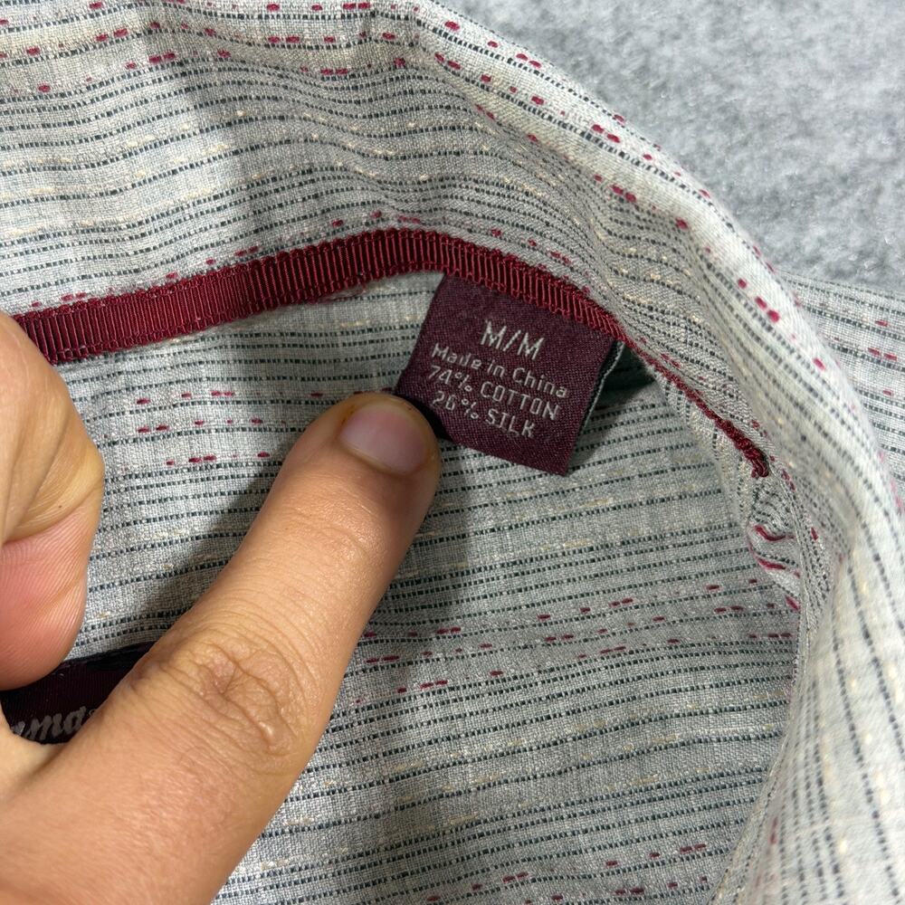 Vintage Tommy Bahama Silk Shirt Mens M Gray Long Sleeve Button Up Textured Beach - Picture 4 of 15